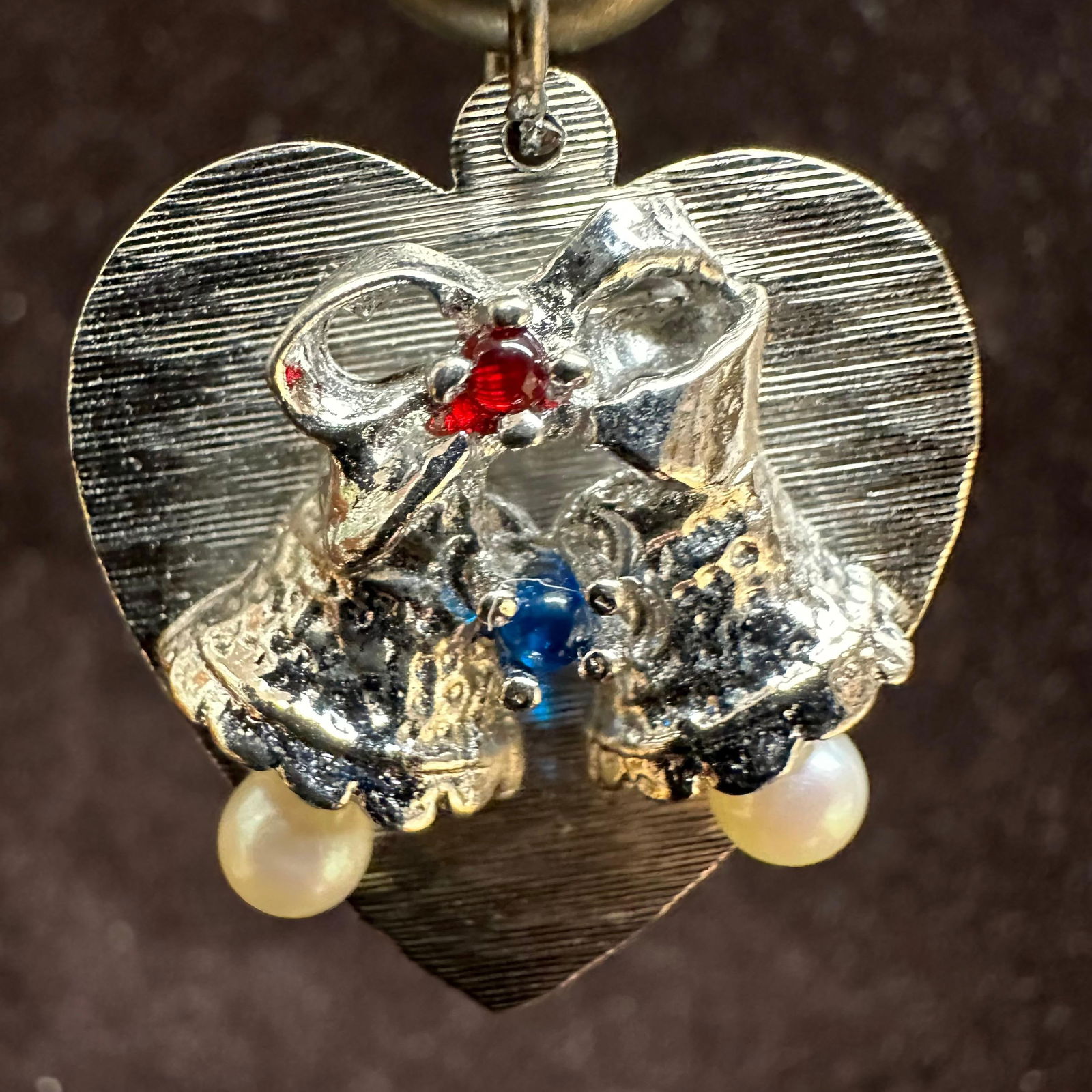 Bells Sterling Silver Pendant Q59 Red White and Blue Accents (1 of 5)