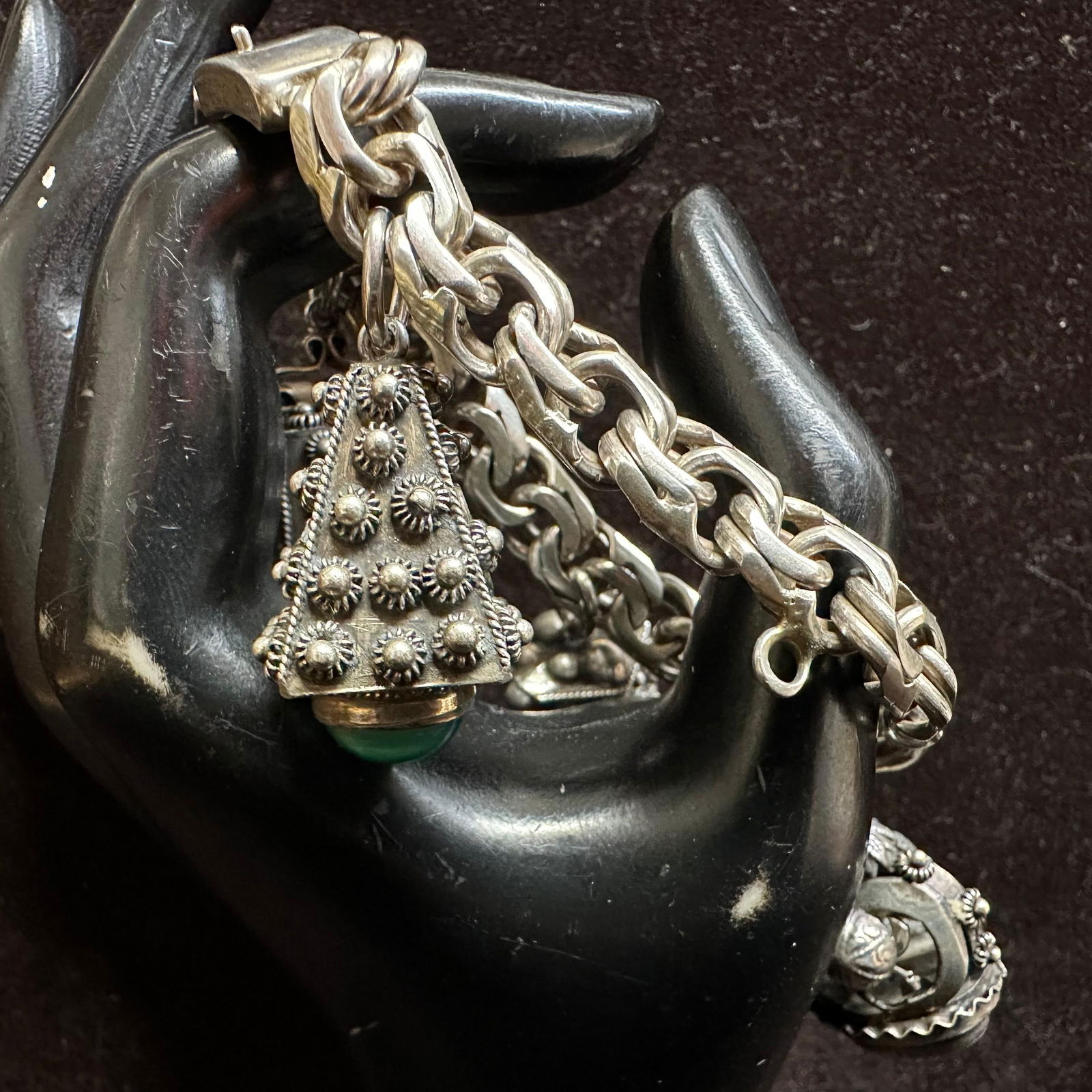 Sterling Silver Mexico 925 Bracelet Four Charms Q44: This item is in good pre-owned, previously used/displayed condition with noticeable light wear and surface scratches. Please reference all photos for full details. This piece of jewelry has been teste