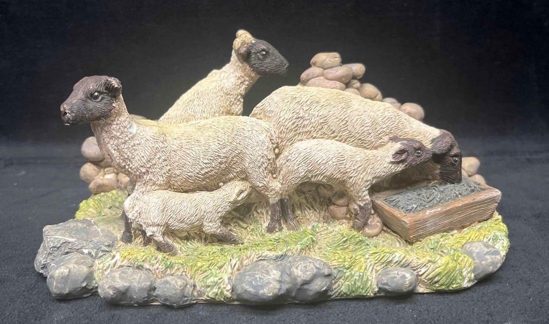 Repaired Flock Of Sheep Collectible Figurine (1 of 8)