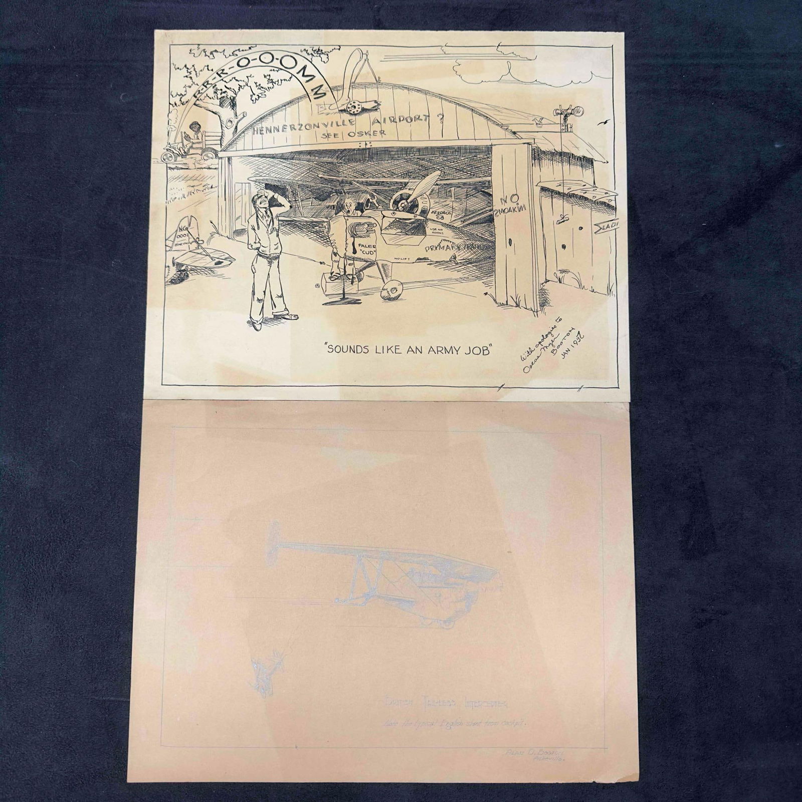 Military Pencil Sketch British Tail-Less Intercepter and Cartoon Sounds Like An Army Job Set (1 of 9)