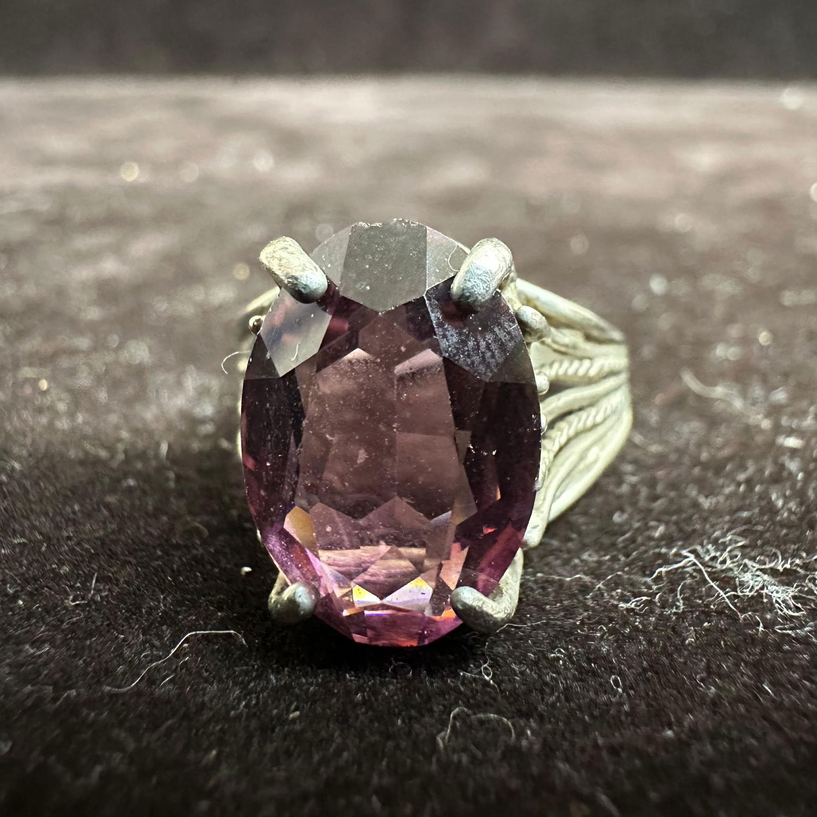 Sterling Silver 925 Amethyst Faceted Oval Stone Cocktail Ring N5 (1 of 14)