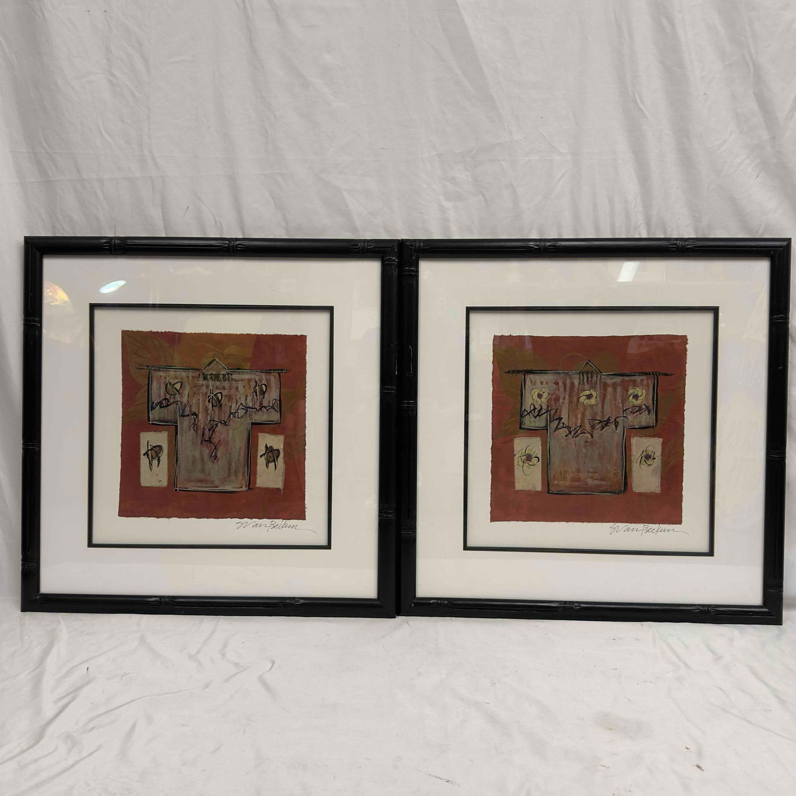 Sarah Van Beckum Mixed Media Artwork Matted Framed Set (1 of 9)