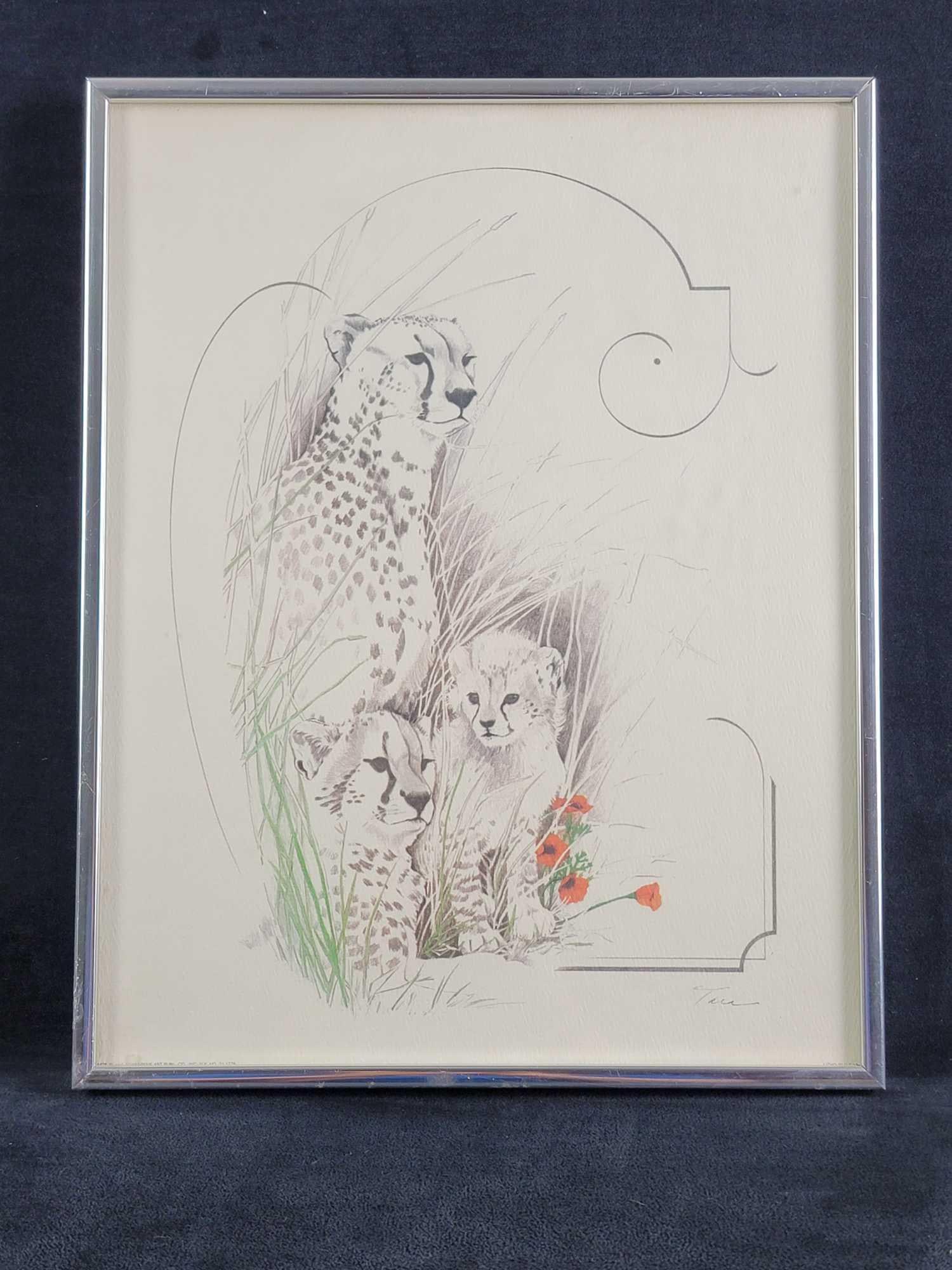 Lithograph of Mother Cheetah and Her Cubs by Tara (1 of 8)