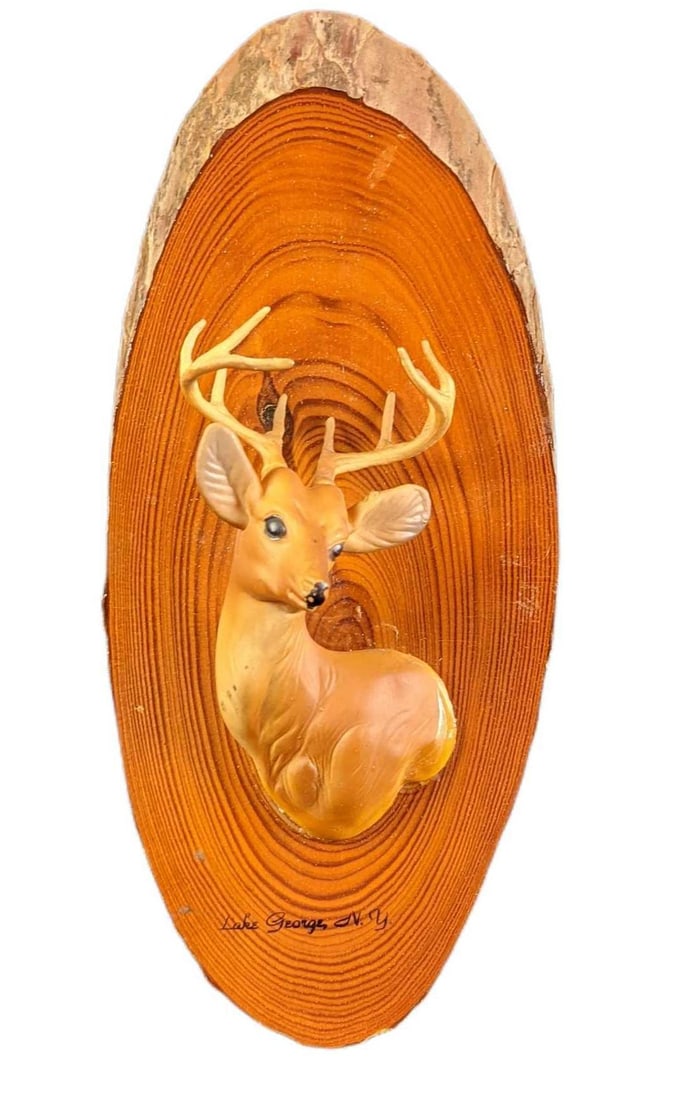 Vintage Lake George New York Souvenir Deer On Wood (1 of 5)
