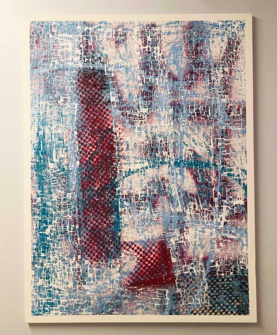 Original Abstract Mixed Media On Canvas "Snowblind At The Finish Line Nascar Nightmare" By BA3 (1 of 7)