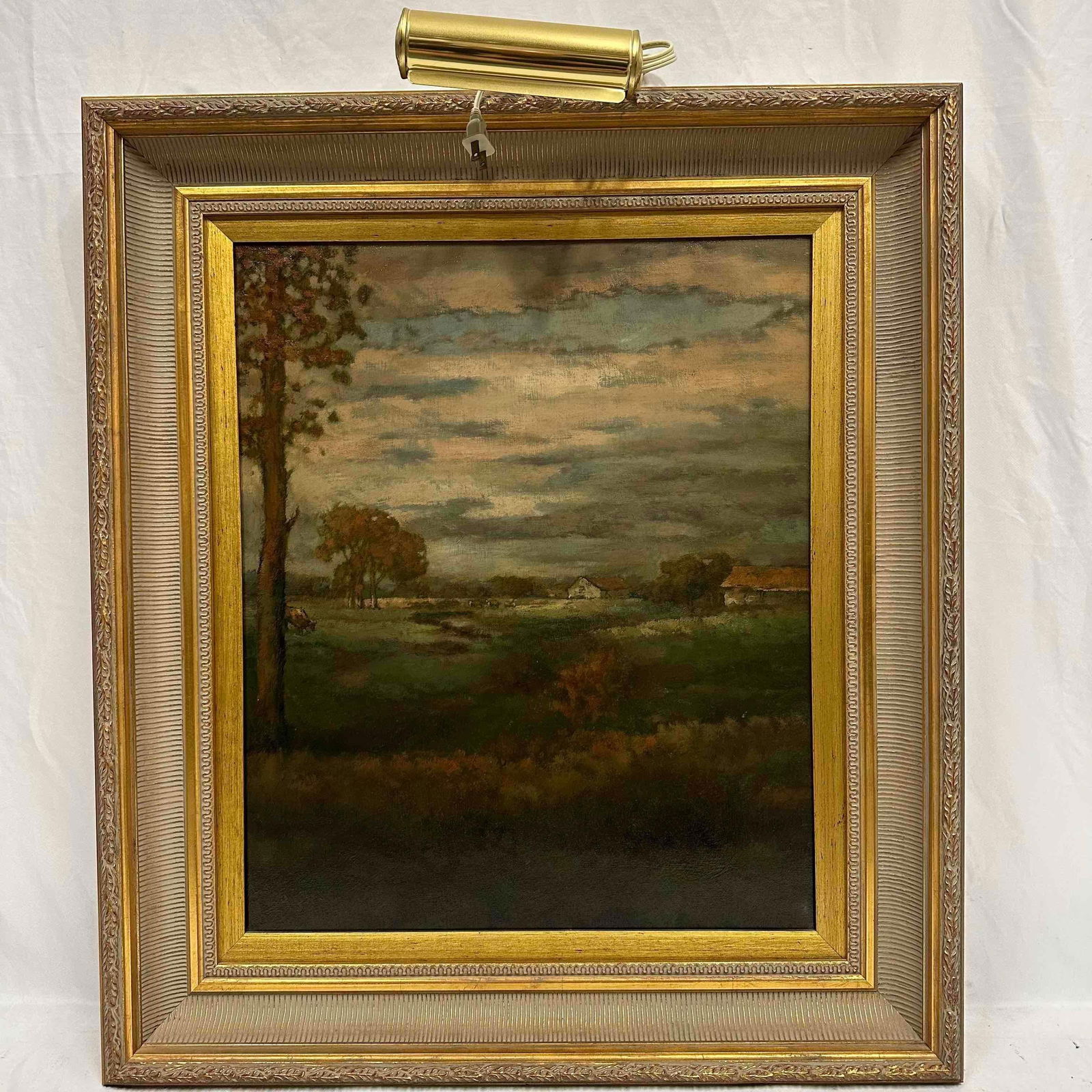 Original Oil on Canvas Countryside European Landscape Ornate Gold Toned Framed Artwork J (1 of 14)