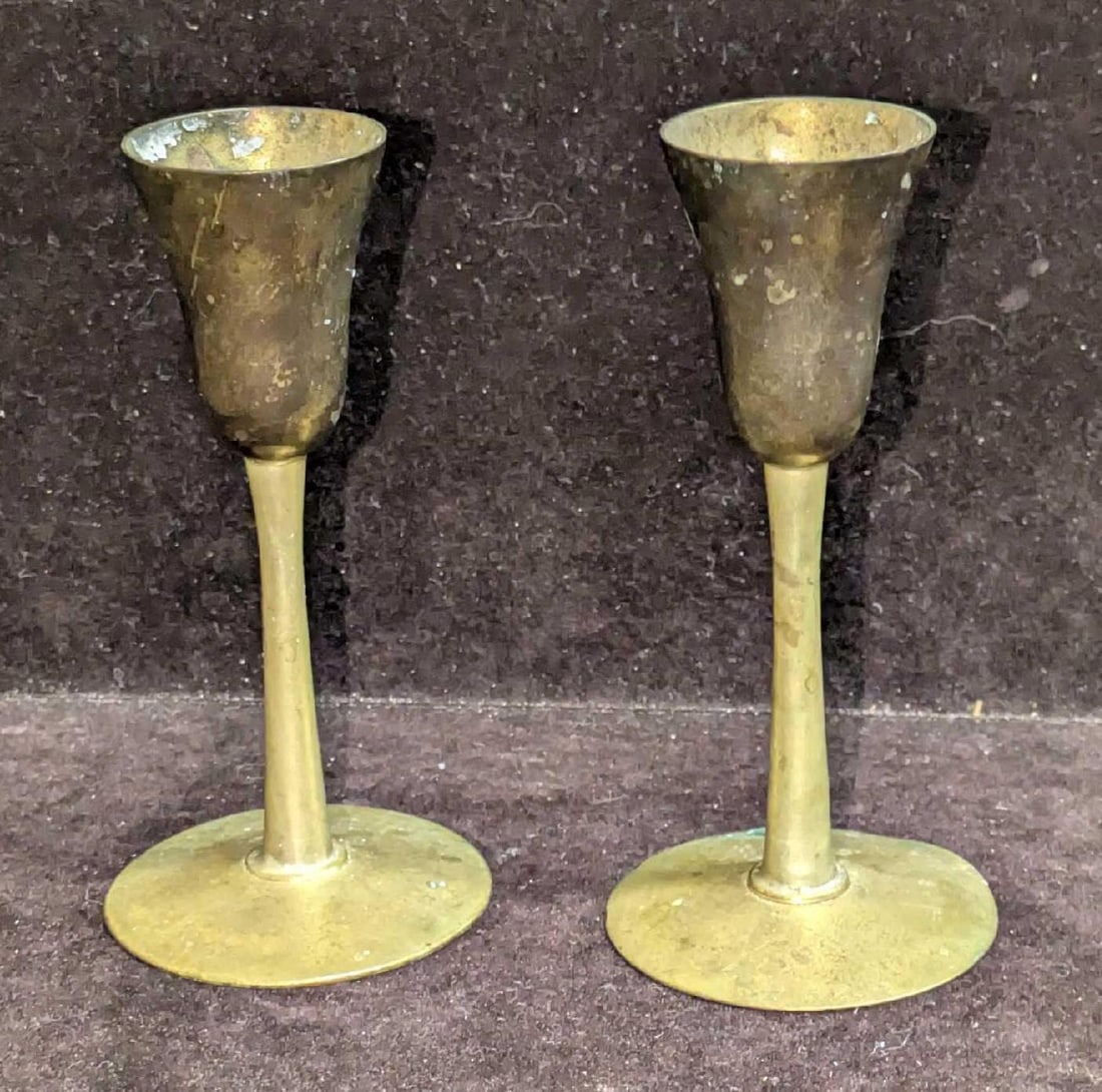 2 Vintage Enesco Brass Candlestick Holders (1 of 9)