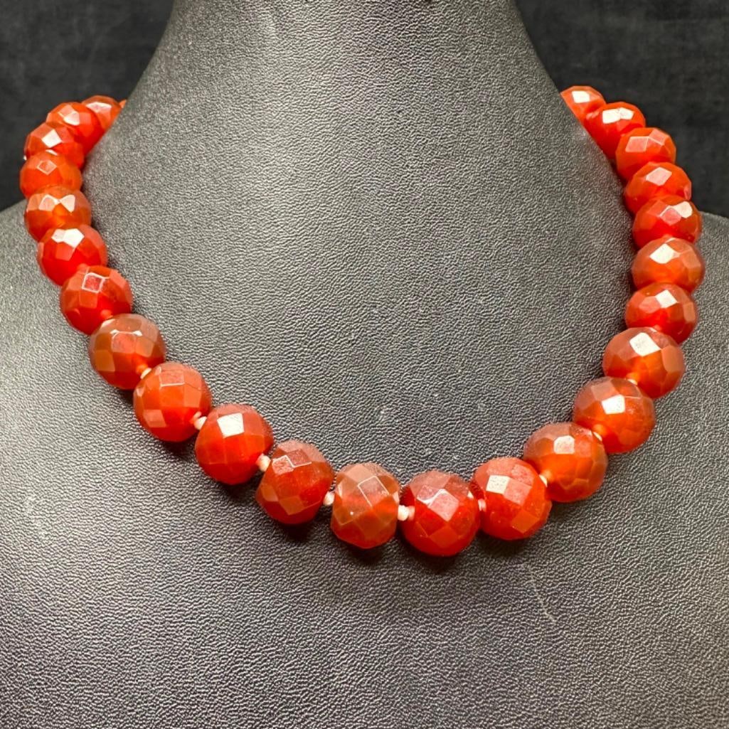 Sterling Carnelian Bead Toggle Clasp Necklace (1 of 3)