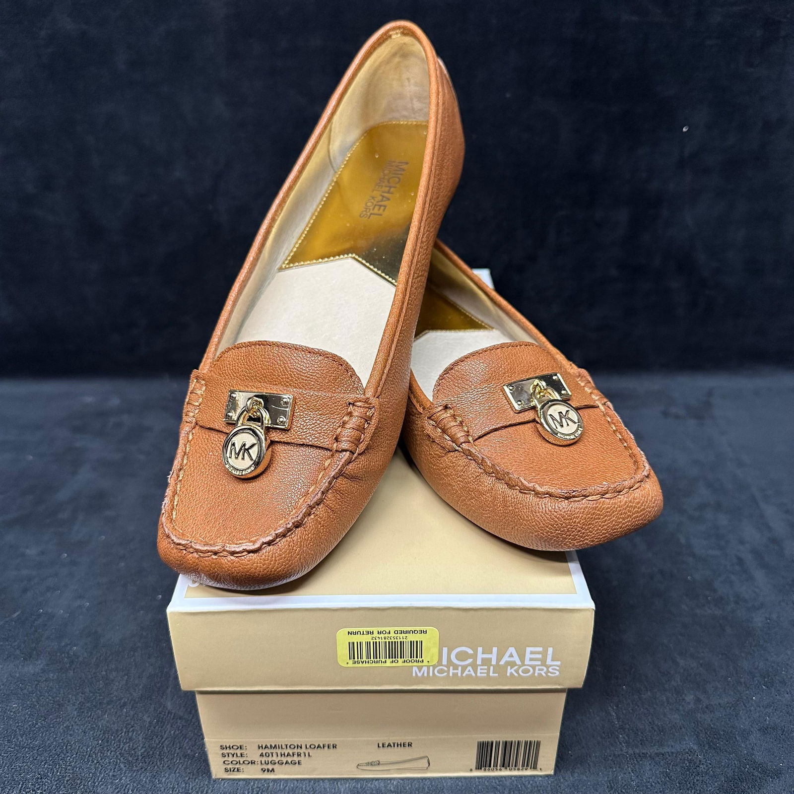 Michael Kors Hamilton Loafer Women's Shoes Luggage Brown Leather 9M (1 of 8)