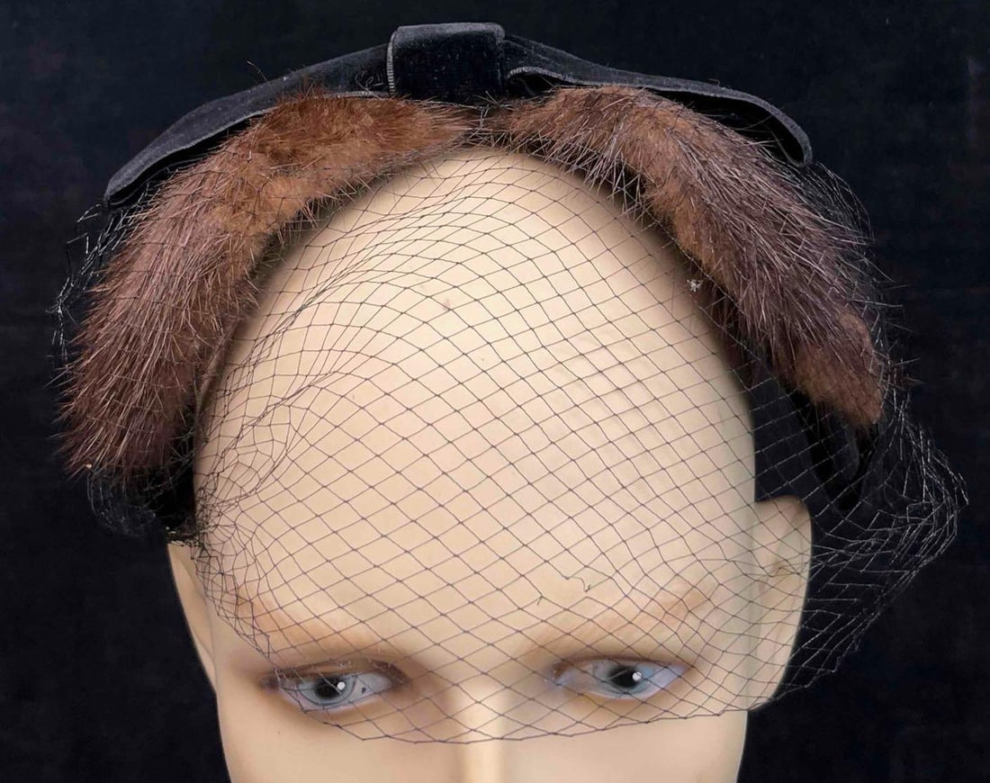 Women's Vintage Black Headband With Veil (1 of 6)