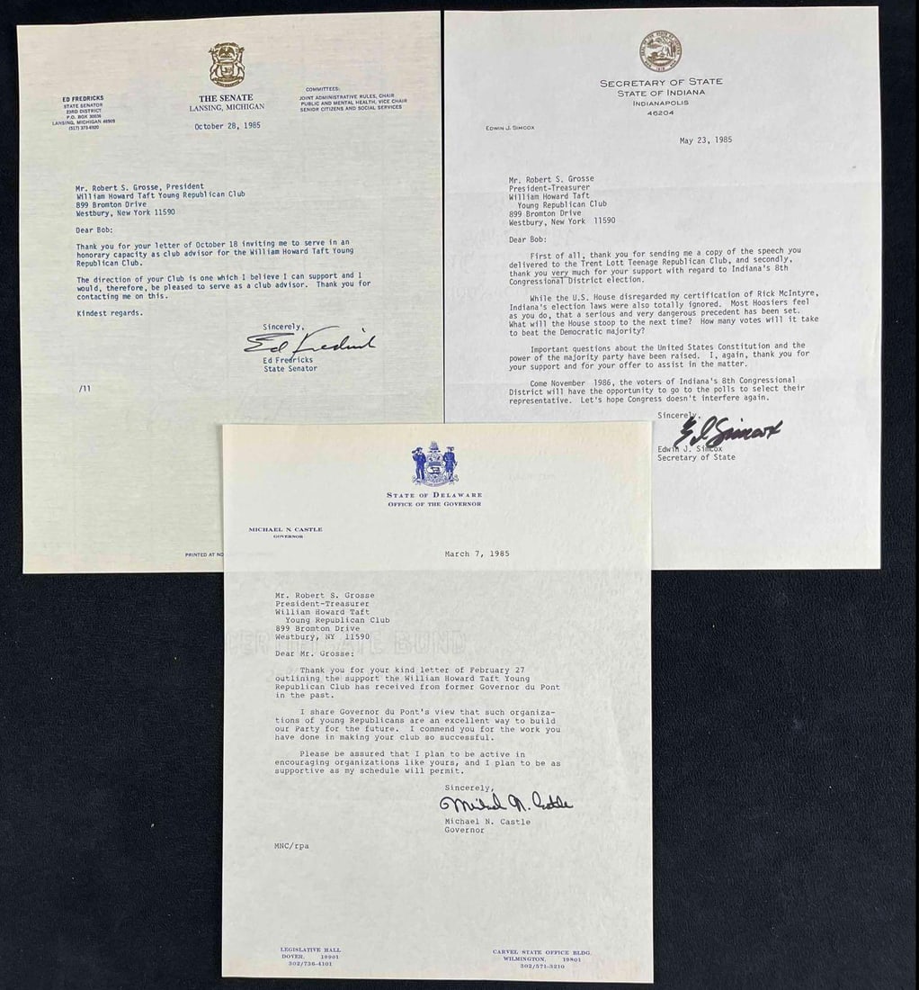 Letters Signed by State Officials Governor, Senator (1 of 4)