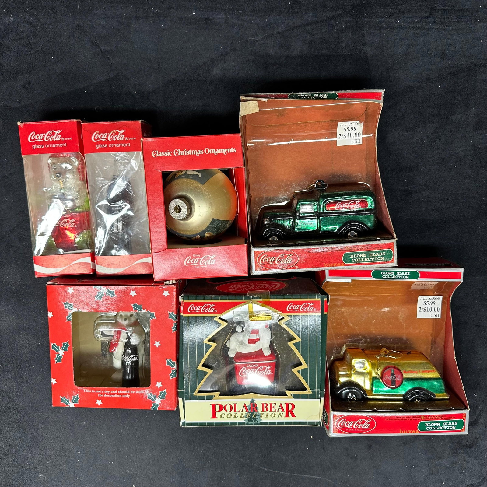 Classic Coca-Cola Christmas Glass Ornament Collection Polar Bear Trucks (1 of 4)