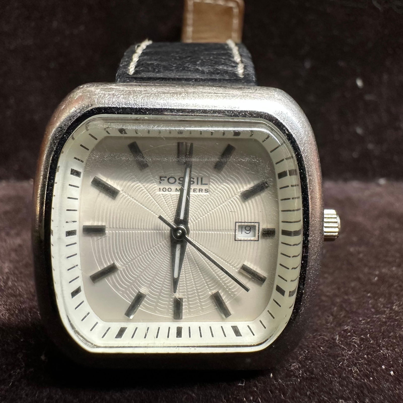 Fossil Blue AM-3956 Black Leather Watch Classic Style (1 of 6)