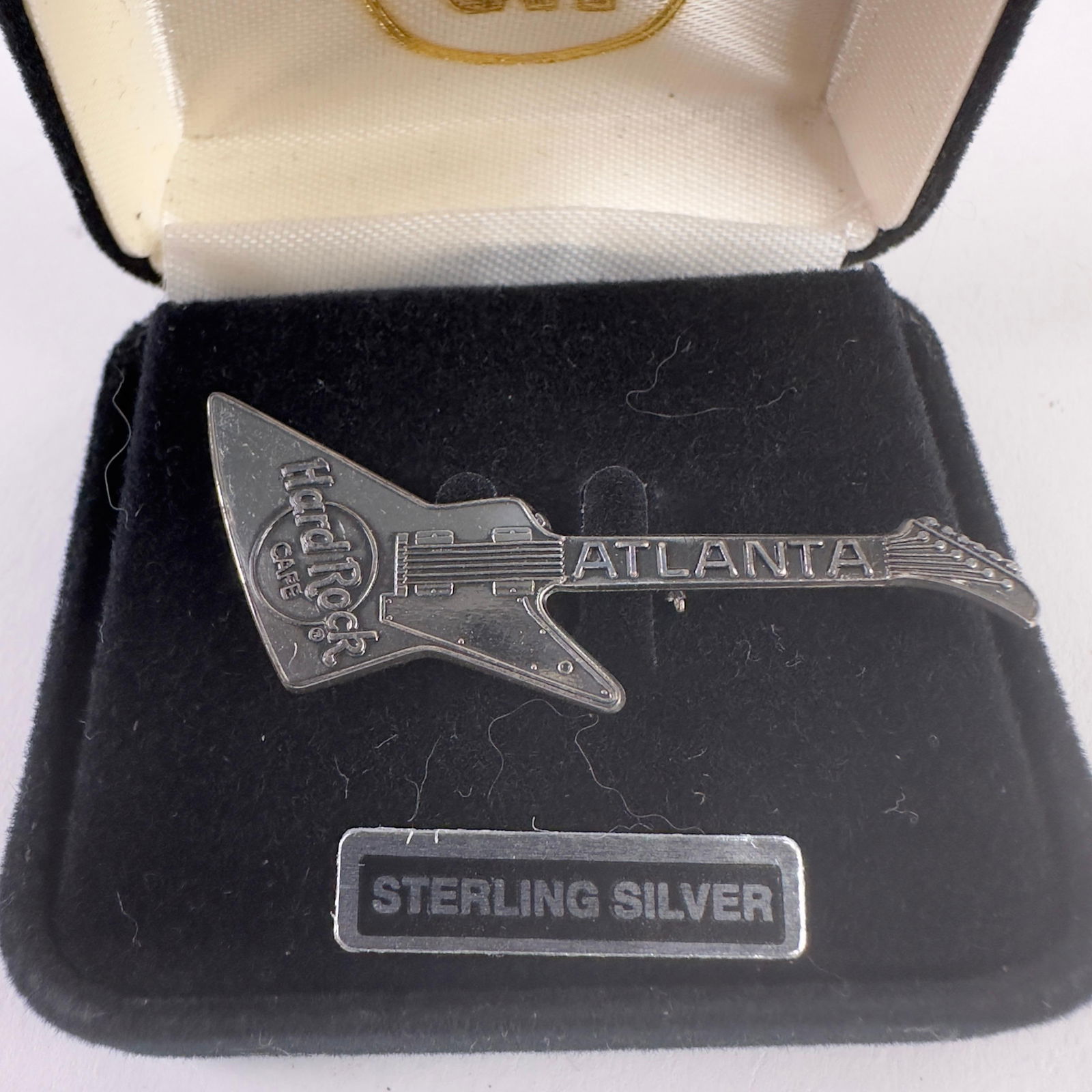 Hard Rock Cafe Atlanta Sterling Silver Electric Guitar Lapel Hat Pin Brooch (1 of 11)