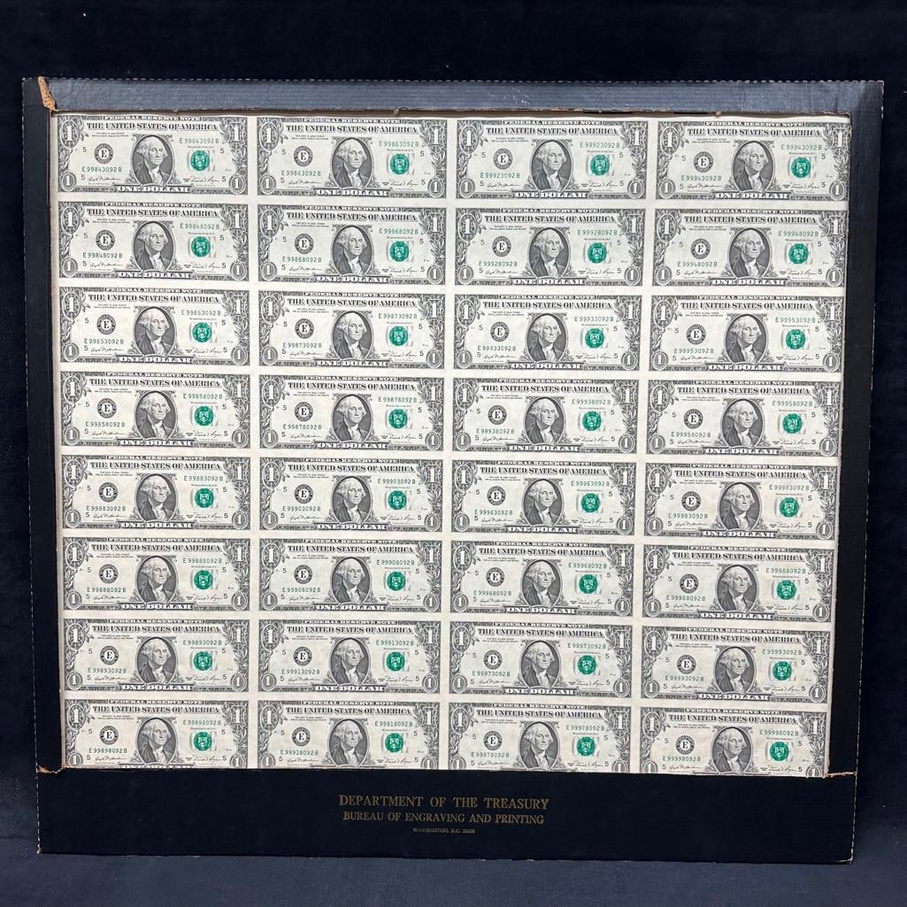 Uncut 1981 Full Sheet Of $1 Bills (Richmond) (1 of 2)