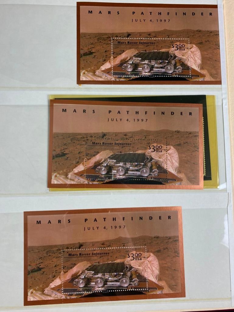 Vintage Kabe Stamp Book Space Stamps: Vintage Kabe Stamp Book Space Stamps Kabe stamp book with space exploration related stamps from 1948 to 1997. The book is mostly plate blocks and souvenir sheets of stamps across 38 pages. All