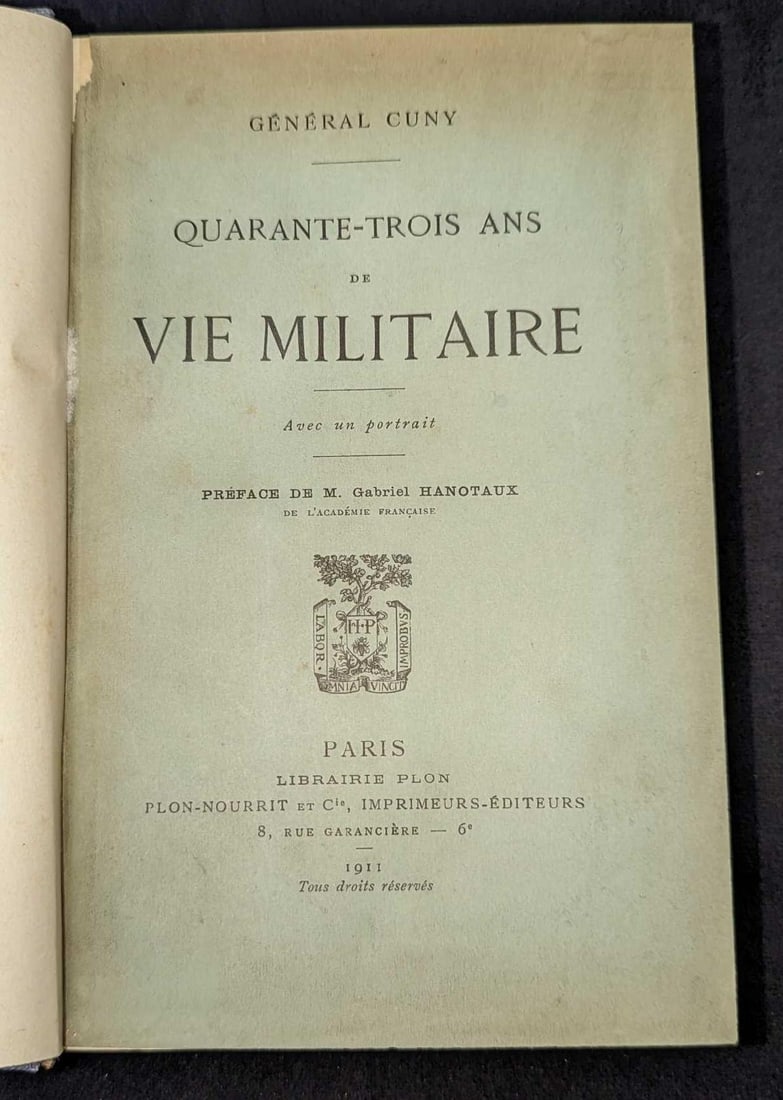 1911 Quarante Trois Ans De Vie Militaire Hardcover (1 of 8)