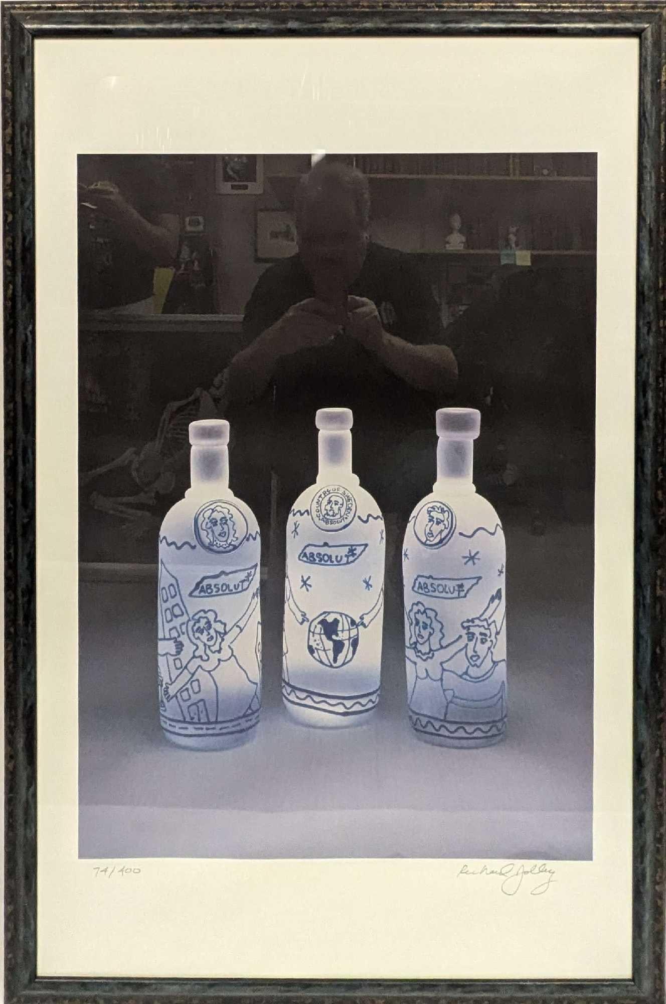 S&N Absolut Statehood: Tennessee Richard Jolley Print: S&N Absolut Statehood: Tennessee Richard Jolley Print. This lithograph is #74 out of #400. This framed print is approx 28 3/4" x 1" x 41" and it weighs 11.30lbs. The frame has small ch