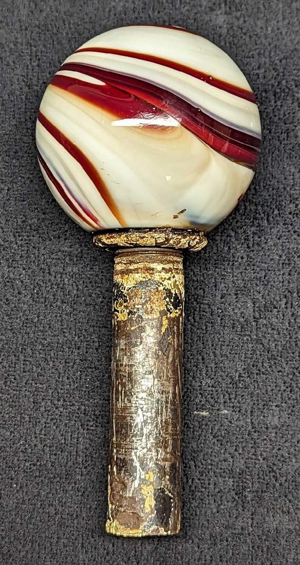 Vintage 2" Brown Glass Swirl Gearshift Shift Knob (1 of 7)