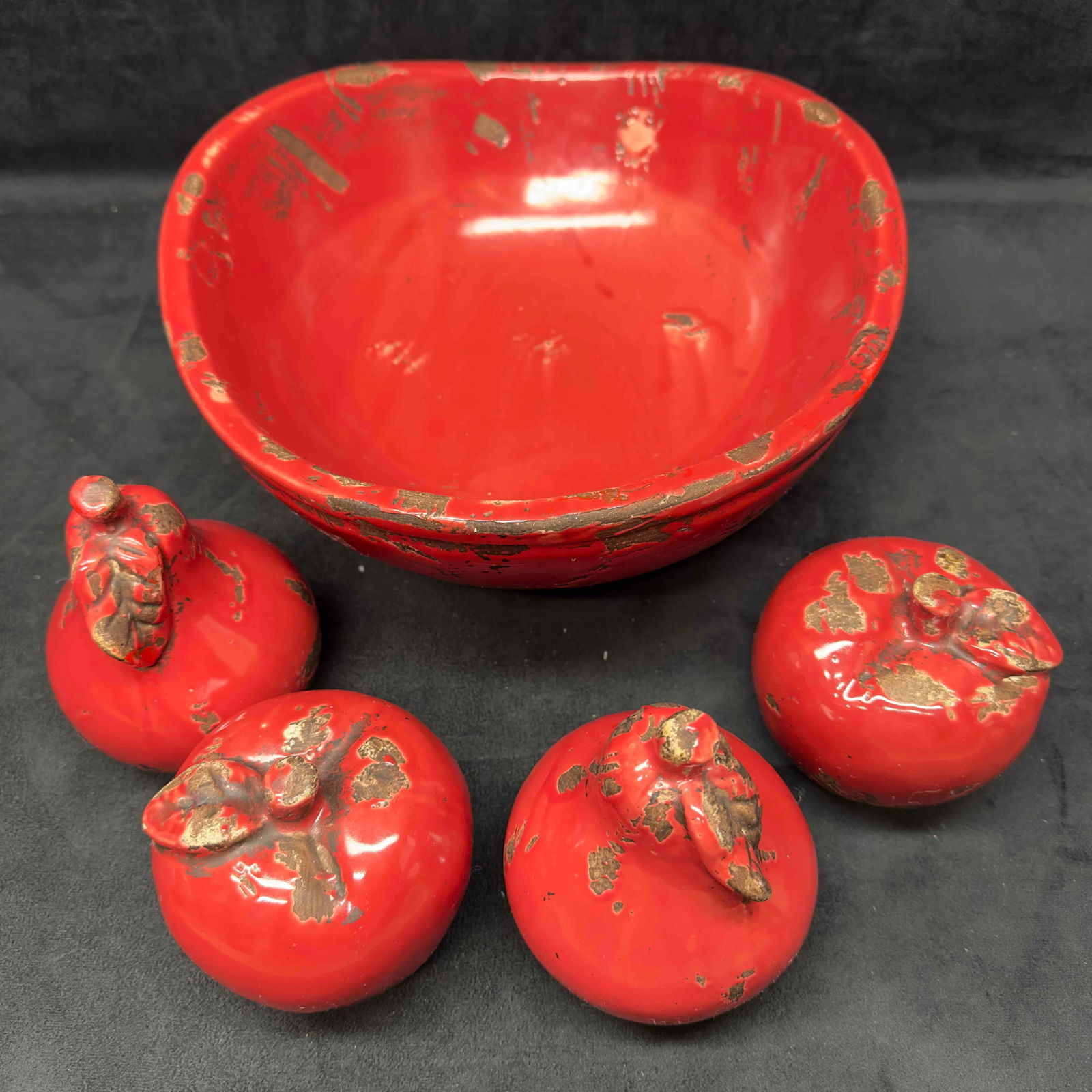 Sterling Industries Ceramic Pottery Fruit Apple Pear and Bowl Decor Centerpiece (1 of 9)