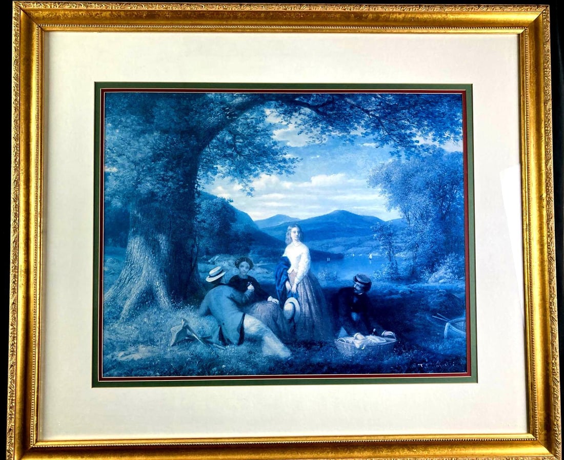 Large "Picnic Above the Hudson" by Thomas Prichard Rossiter Print (1 of 4)