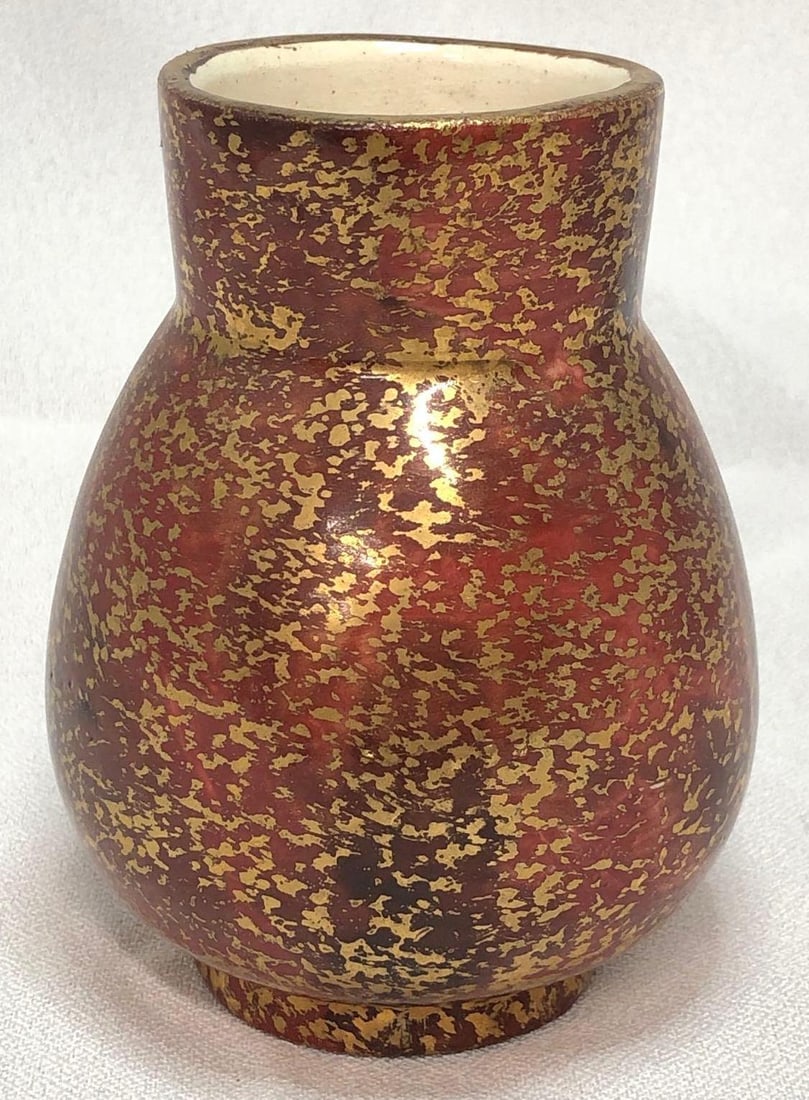 Vintage MCM Speckled Gold Pottery Vase (1 of 5)