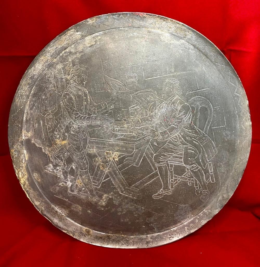 1800s German Pewter Plate Schiller Meets Schubart (1 of 6)