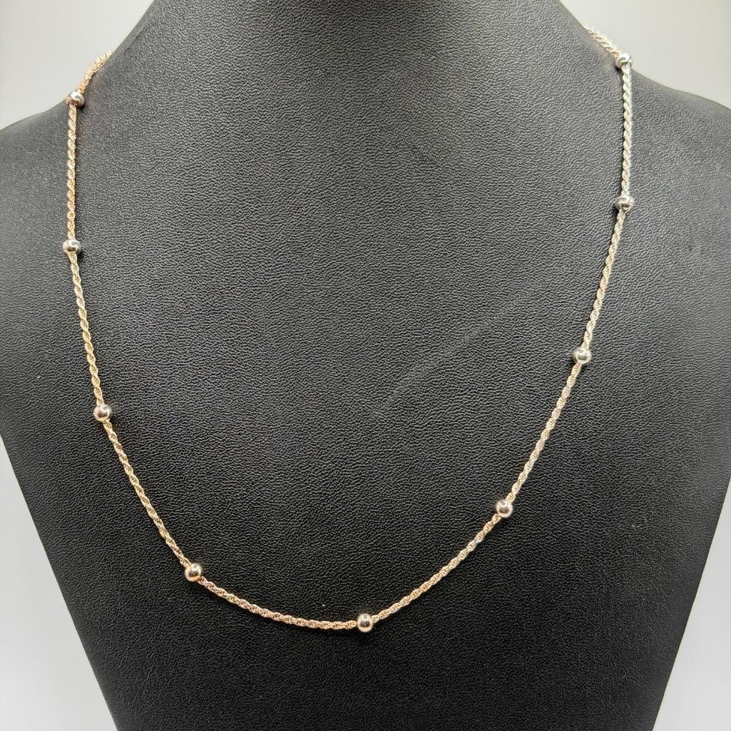 Sterling Rope Chain Necklace With Round Beads (1 of 3)