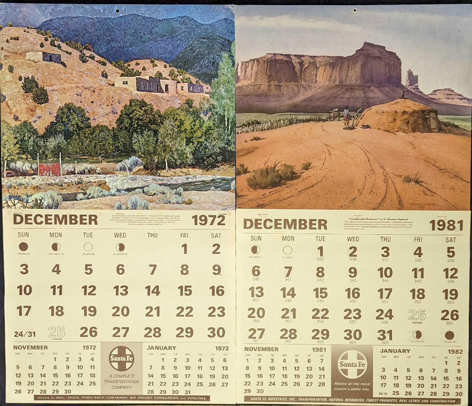 2 Santa Fe 1981 & 1978 Wall Calendars Spencer & Soelen (1 of 4)