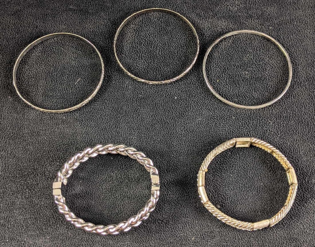 Silver Colored Bracelet Stacking Set - 7