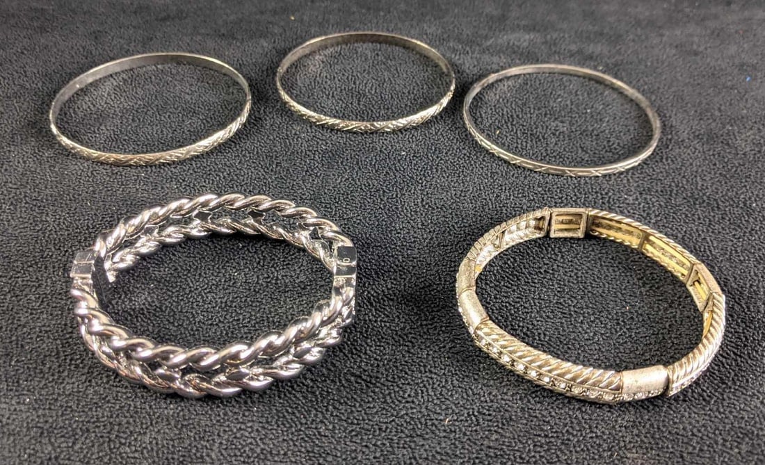 Silver Colored Bracelet Stacking Set - 8