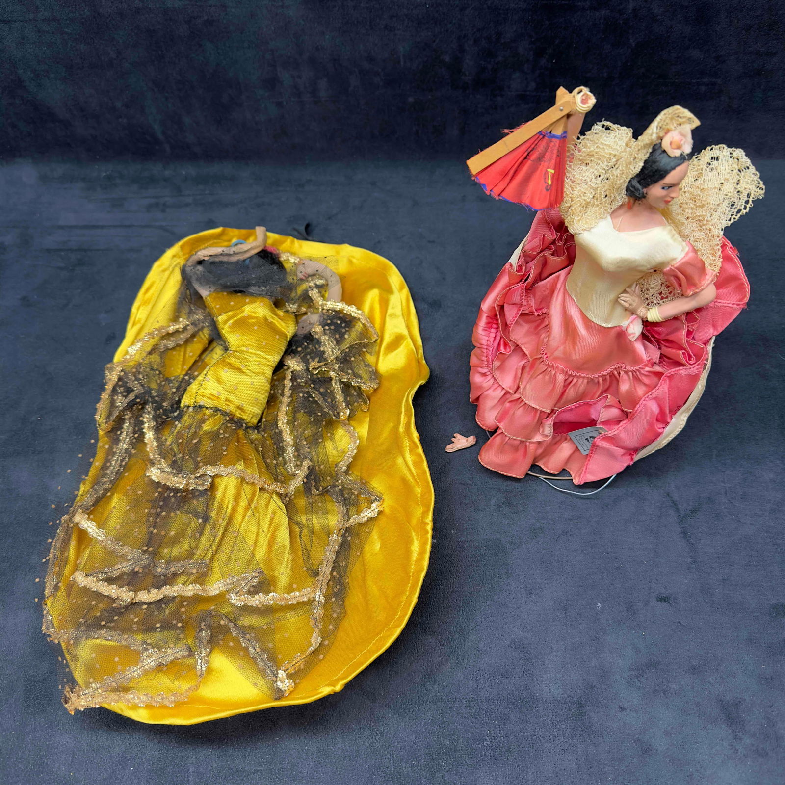 Marin Chiclana Doll Spain Flamenco Spanish Dancers Pink Yellow Dress Set Antique Dolls (1 of 13)