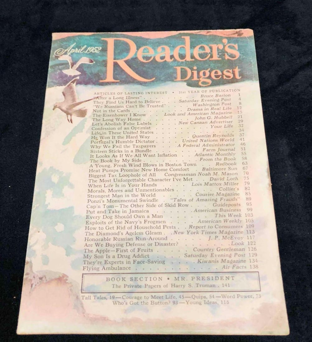 Vintage Copy Of Readers Digest April 1952 Vol.60 No.360 (1 of 6)