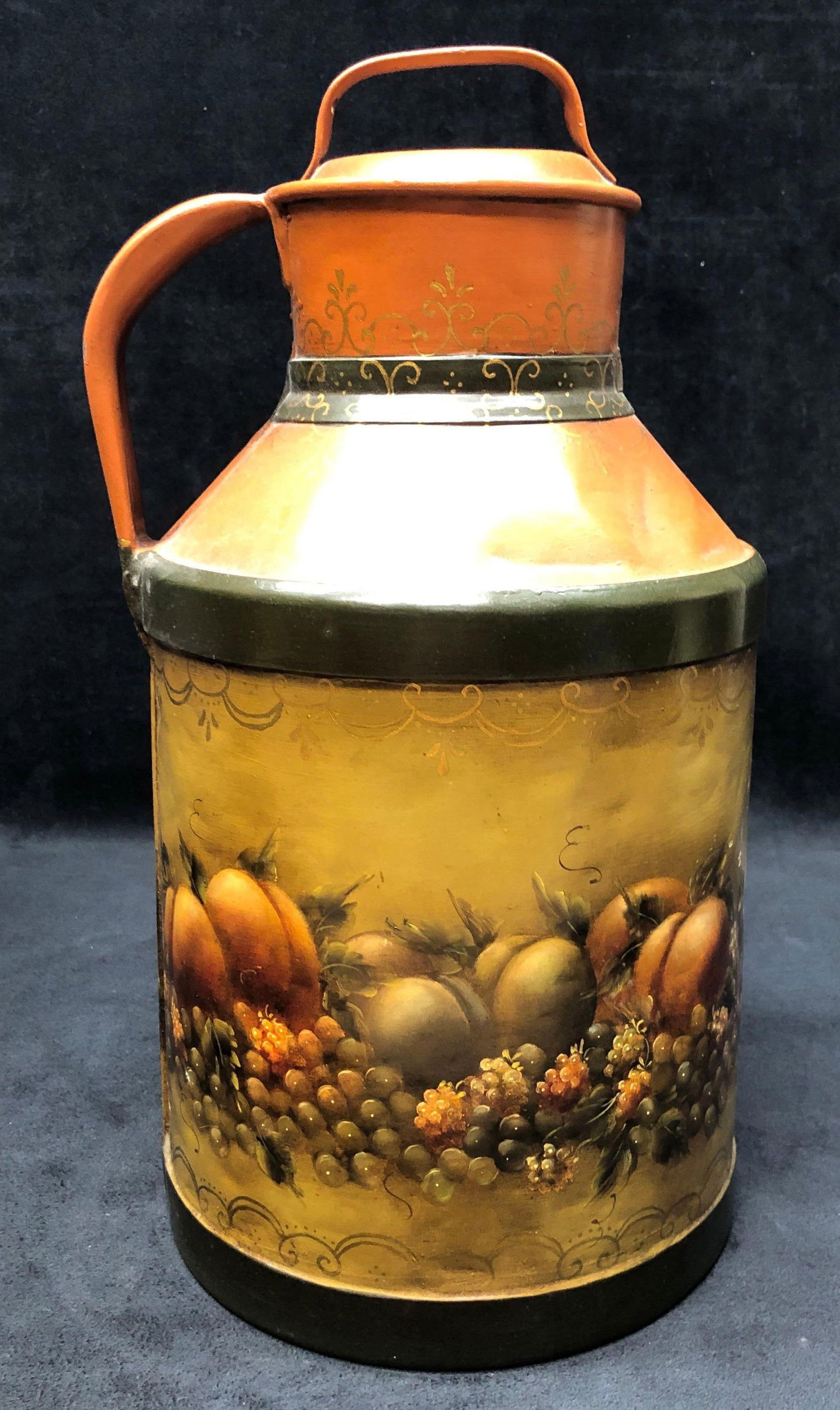 Vintage Painted Metal Milk Can with Lid (1 of 7)