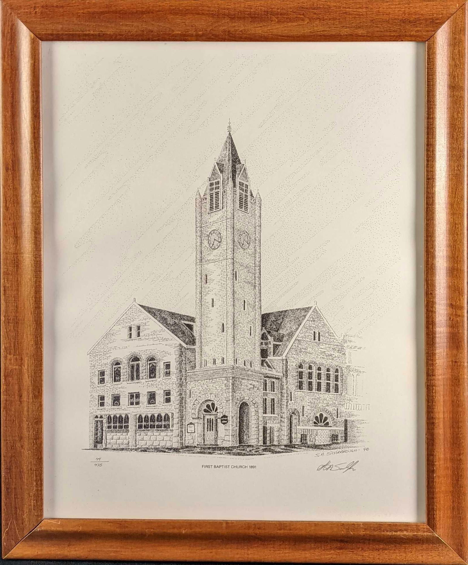 Framed First Baptist Church Print S.A. Scarbrough Print (1 of 5)