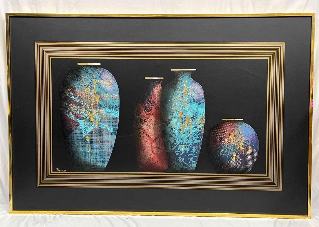 Large Vase Painting By Franco 1998 ArtMaster Studio (1 of 15)