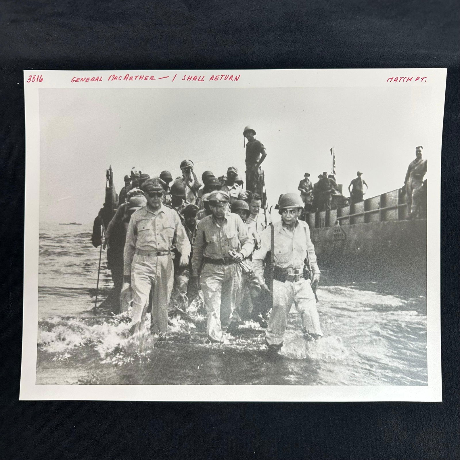 WWII General Douglas MacArthur I Shall Return Black and White Photograph Pearl Resin Paper Print (1 of 5)