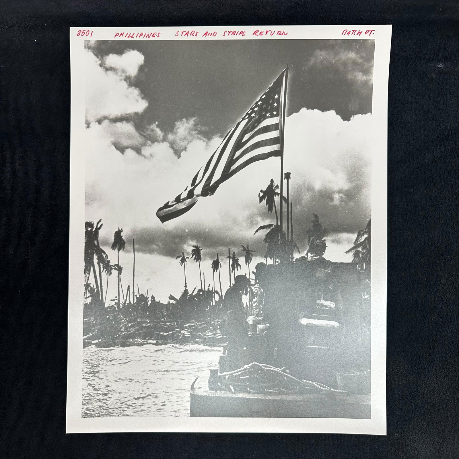 WWII Philippines Stars and Stripes Return Black and White Analog Photo Print (1 of 5)