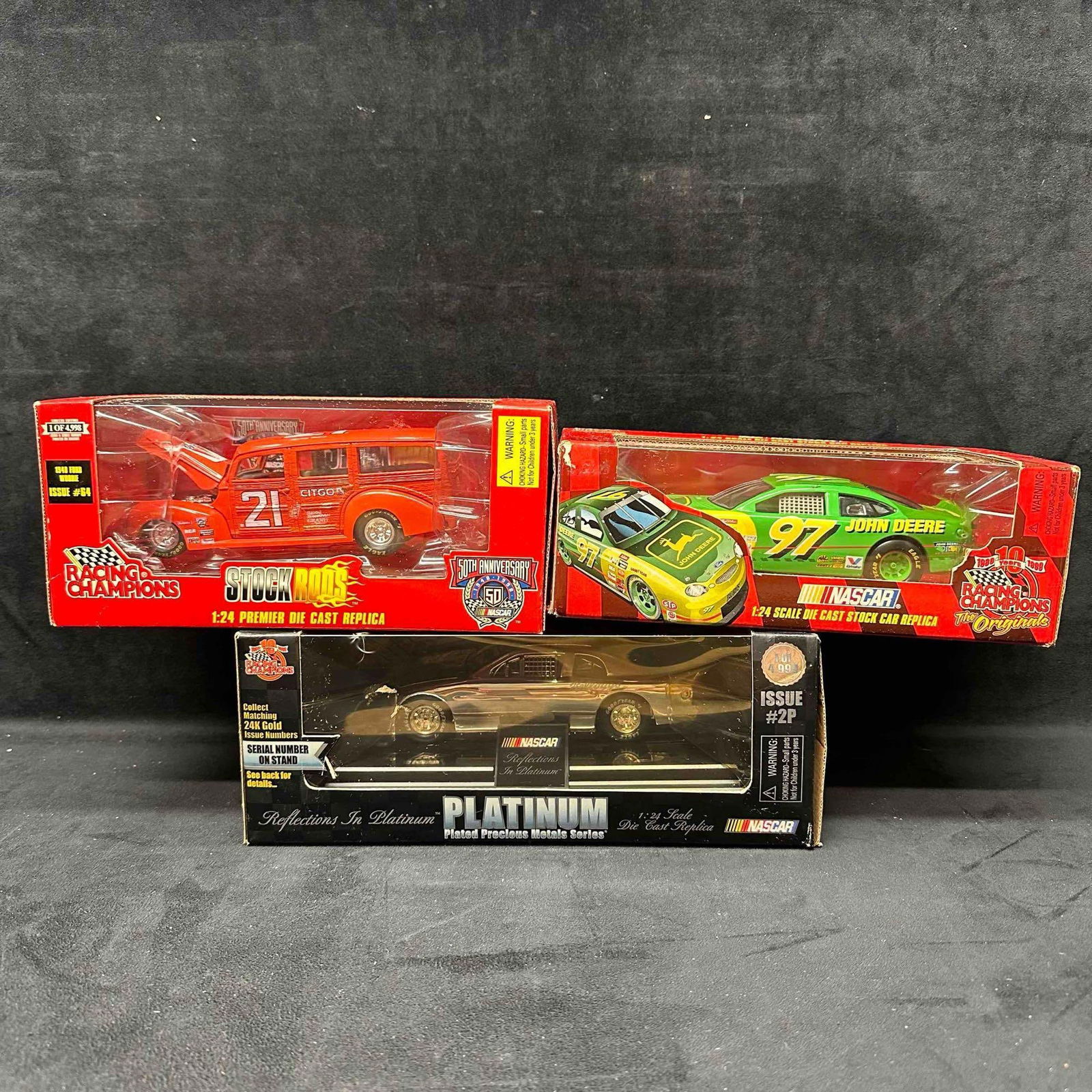 Racing Champions NASCAR 1:24 Scale Die Cast Stock Car Set Three Replica Citgo John Deere (1 of 8)