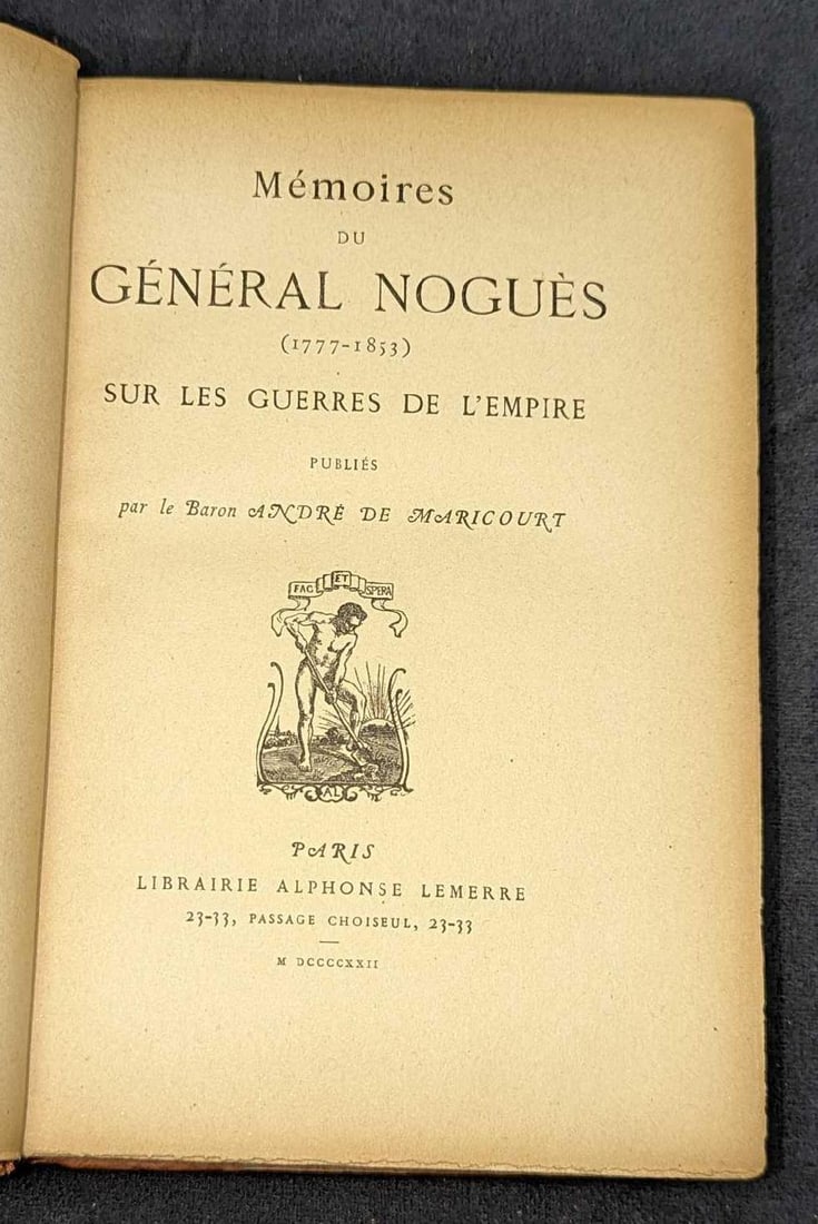 1922 Memoires Du General Nogues Hardcover Book (1 of 9)