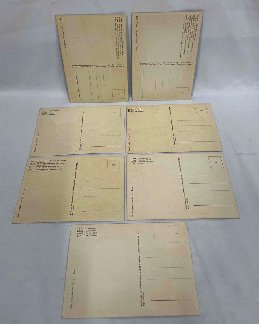 Seven Unique Rome Postcards Set - 7