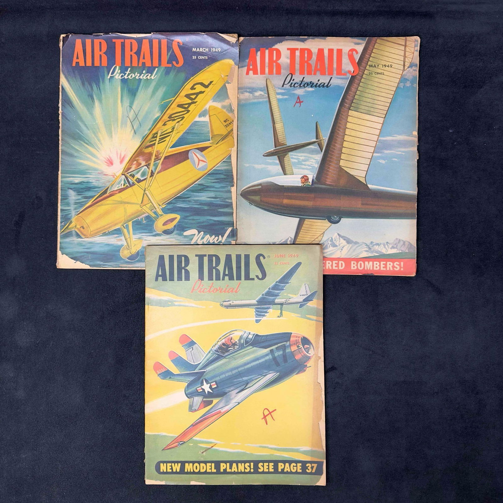 Air Trails Pictorial Aviation Magazine 1949 Lot of 3 Three Magazines Collection Set (1 of 6)