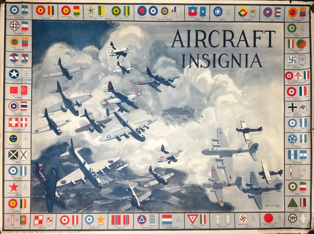 1942 Aircraft Insignia ID Poster US Army 35" x 46" (1 of 9)