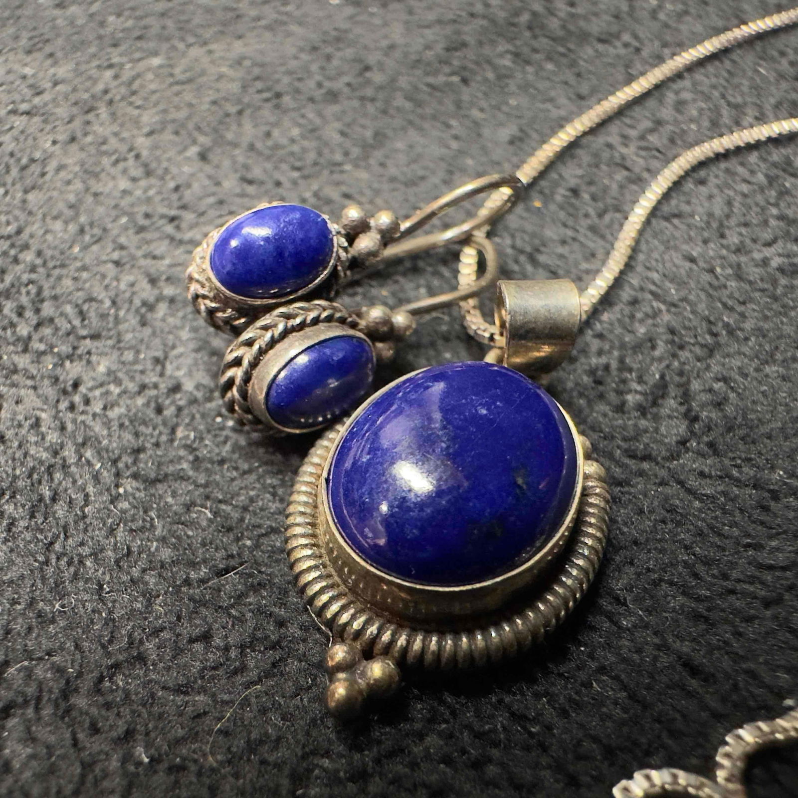 Lapis Lazuli Sterling Silver 925 Italy Necklace and Earrings Set Z99 (1 of 12)