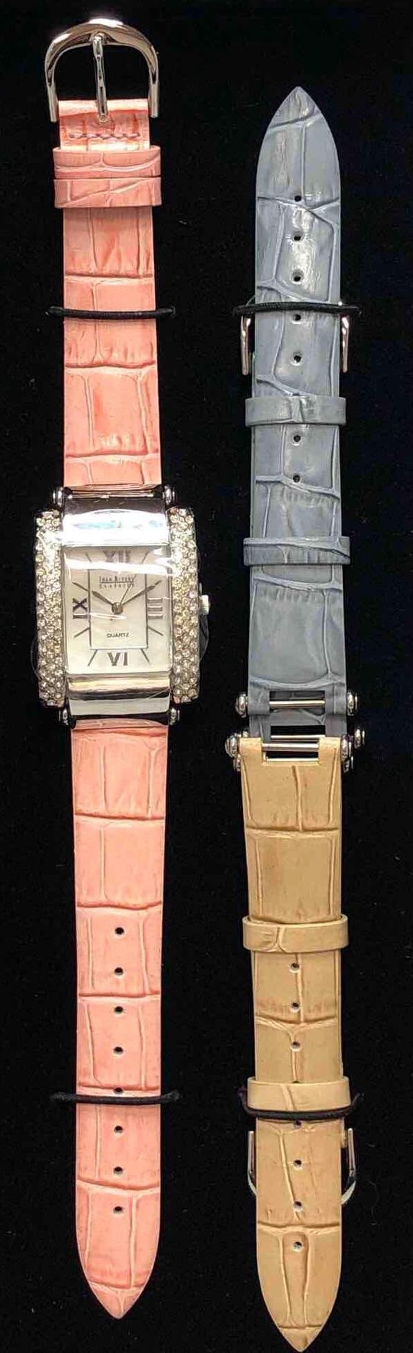 Joan Rivers Quartz Rhinestone Watch w/ 3 Leather Straps: Joan Rivers Classics Collection - Quartz Rhinestone Watch with 3 Interchangable Leather Wrist Bands - in original box. It measures approximately 10-1/4" x 3-1/2" x 1-1/4" and it weighs 0.3lbs. The Joa