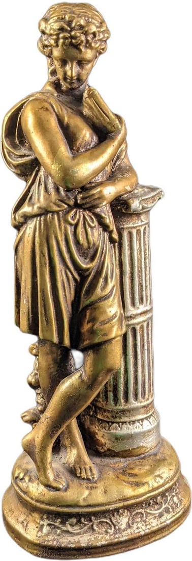 Vintage Greek Goddess Gold Painted Plaster Statue Music (1 of 6)