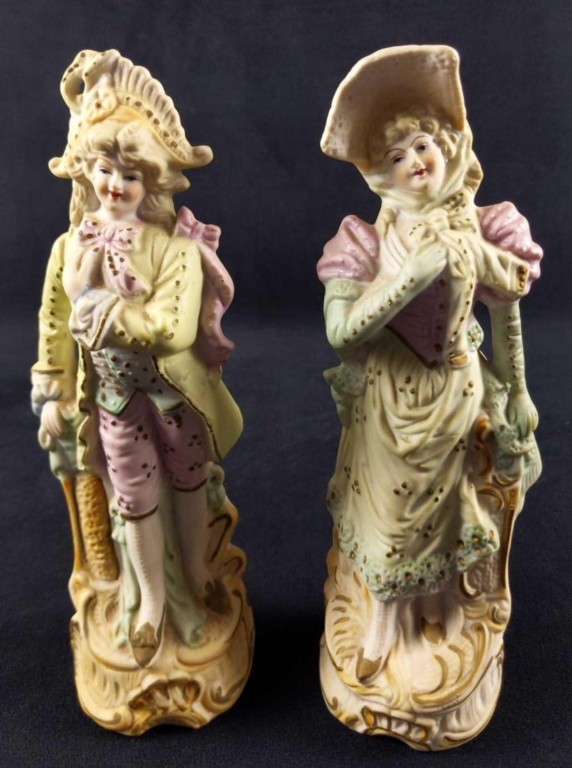 Vintage Bisque Porcelain Victorian Man And Lady A (1 of 7)