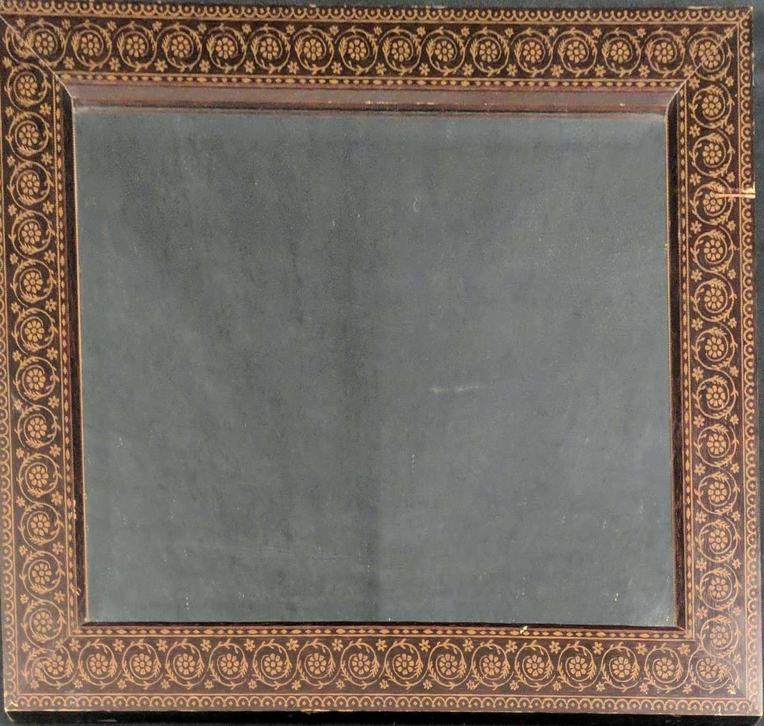 Vintage Wall Mirror W Wooden Frame Floral Pattern (1 of 4)