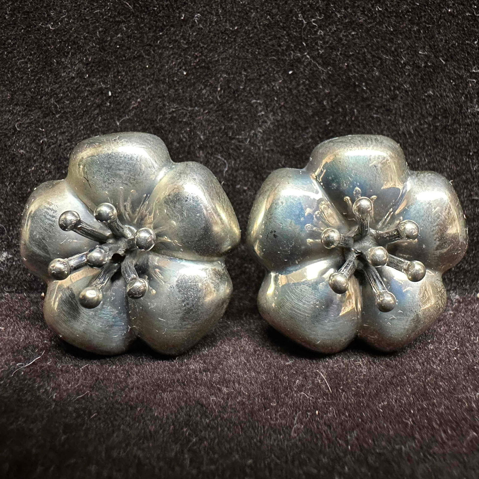 Dominique Dinouart DDD 925 Mexico Hibiscus Flower Sterling Silver Earrings G38 (1 of 5)