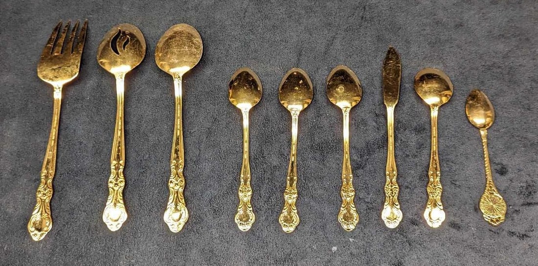 Assorted Cambridge Gold Electroplated Stainless Flatware - 2